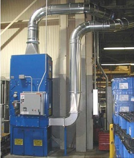 Nordfab Ducting installed for carbon dust removal at a metal parts machining facility.