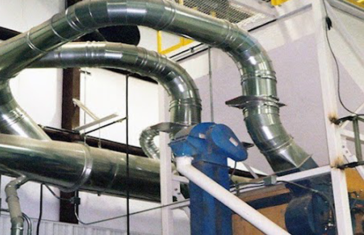 Nordfab duct pipe installed in an industrial facility.