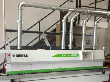 Galvanized duct installed on a Biesse machine.