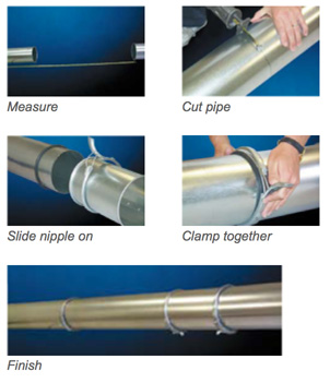 Nordfab Ducting installation guide to properly clamp together ductwork.