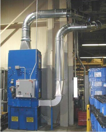Nordfab dust collector ductwork system shown installed in an industrial facility.