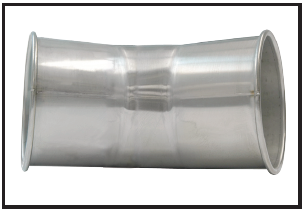 The outside of a stainless steel duct pipe.