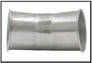 The outside of a stainless steel duct pipe.