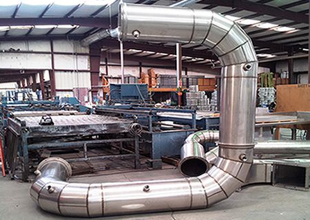Industrial-sized stainless stell ductwork