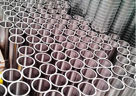An inventory stock of stainless steel ducting pipe