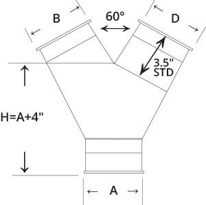 Nordfab Ducting Y Branch dimensions