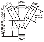 Nordfab Ducting Double Branch dimensions