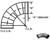 Nordfab Ducting Segmented Elbow dimensions