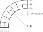 Nordfab Ducting Long Radius Elbow Tube dimensions