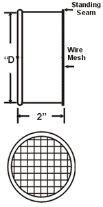 Nordfab Ducting End Cap with Bird Screen dimensions