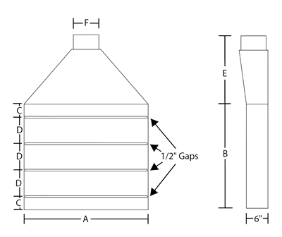 Nordfab Ducting Slotted Fume Hood dimensions